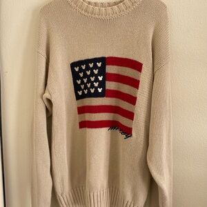 Vintage Walt Disney World Mickey Mouse Inc American Flag Knit Sweater Med Rare